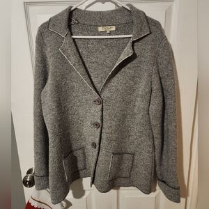 Cocogio Women's Blazer Jacket Sweater Gray Size XL 25% Wool Buttons Pockets‎